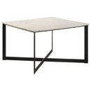 Volz - Square Coffee Table With Crisscross Base - White Marble by HouseOfZazla