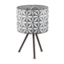Metal Planter Stand, Round Galvanized Farmhouse Planter (Set of 2) - Gray