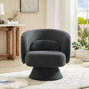 360 Degree Swivel Sherpa Accent Chair Modern Style Barrel Chair with Toss Pillows for home office, living room, bedroom, Dark Grey