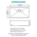 Undermount Workstation Kitchen Sink Stainless Steel Single Bowl