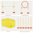 4-Piece Dog Agility Training Equipment Doggie Obstacle Course with Tunnel, Hurdle Bar, Hoop, Weave Poles, and Easy Carry Case