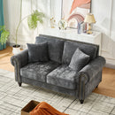 2 Seater Sofa With Rolled Arms, Tufted Upholstered Couch by Unique Piece Furniture