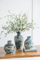 D8.7x15.5' Blue and Brown Reactive Glazed Vase by HouseOfZazla