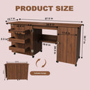 57.5" Foldable Sewing Machine Table with Storage & Casters