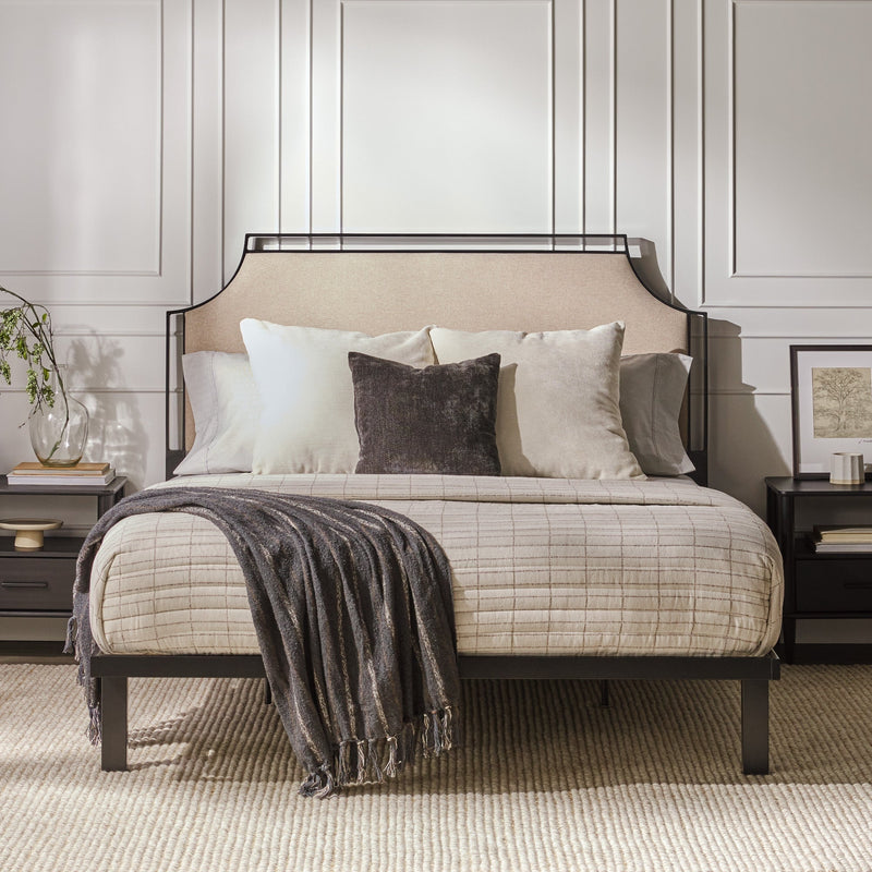 Mimi Upholstered Traditional Metal Queen Bed