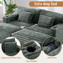 Oversized Double Chaise Lounge Sofa Bed With USB Ports And Cup Holders