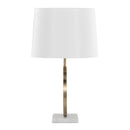 Moon Contemporary Table Lamp in White Marble, Gold Metal and White Shade