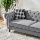 Chesterfield Upholstery Fabric Sofa With Roll Armrest & Nailhead