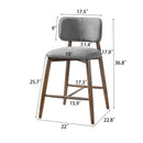 25.7 Inch Seat Height Fabric & Rubberwood Bar Stool