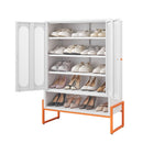 Modern Metal Shoe Cabinet With DoublebSided Doors And Adjustable Partitions