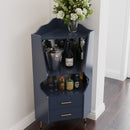 Corner Bar Cabinet With Mirrored Back, 2 Open Shelves & 2 Drawers by HouseOfZazla