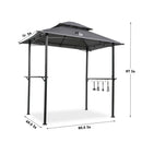 Outdoor Grill Gazebo With Double Tier Soft Top Canopy, Steel Frame, Bar Counters & Hook by HouseOfZazla