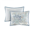 8 Piece Cotton Floral Printed Reversible Comforter Set Blue