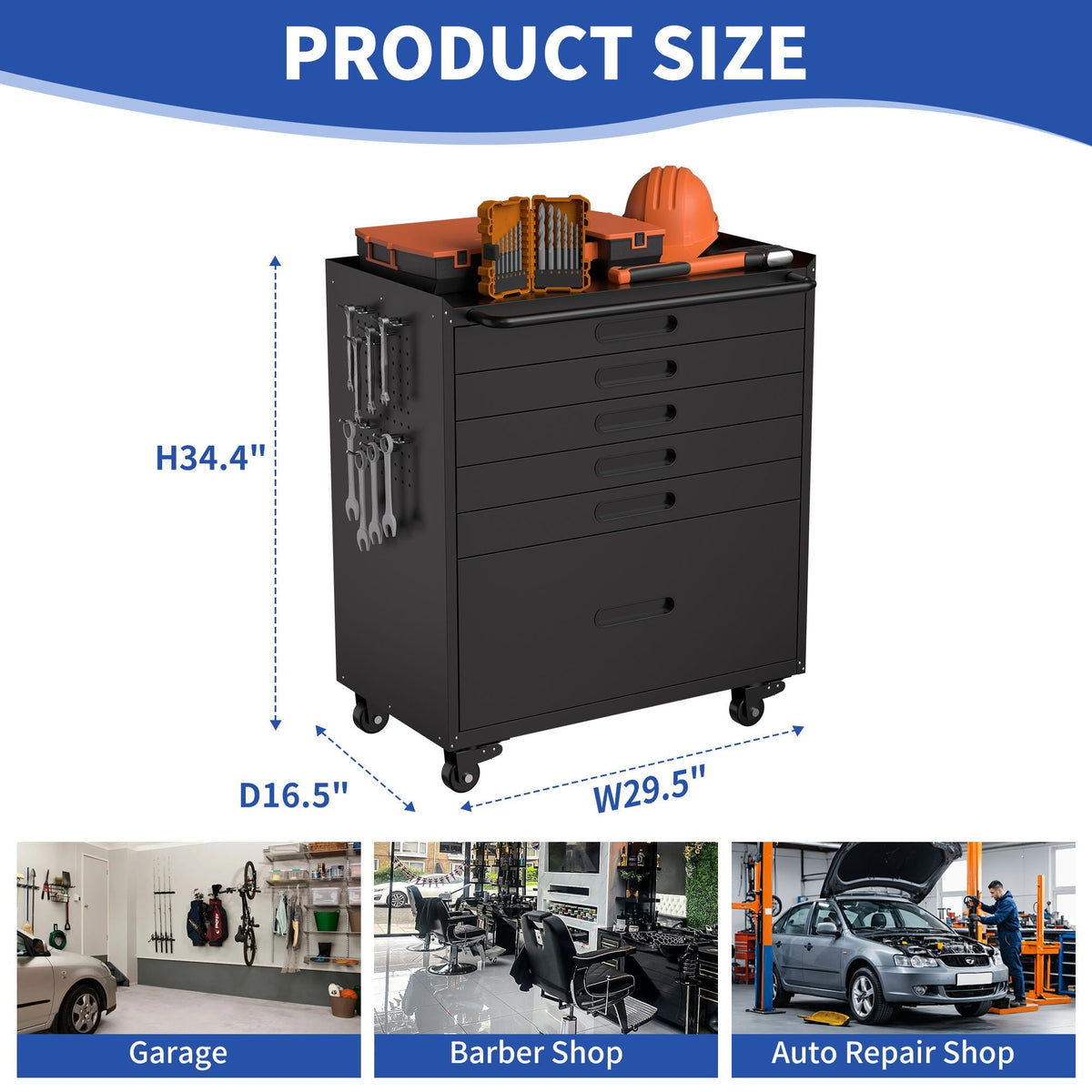 Rolling Tool Cabinet Heavy Duty Garage Storage With Lockable Doors, photo 8 of 16