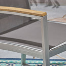 Poetic Outdoor Dining Chair with Faux Wood Arms and Aluminum Frame (Set of 2) by HouseOfZazla