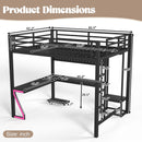 Queen Loft Bed with L-shaped Desk and USB Ports
