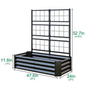4x2x1FT Galvanized Raised Garden Bed with Arch Trellis