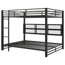 Queen Over Queen Bunk Bed With Storage Cabinets And LED Sturdy Frame, 6 Storage Units, Adjustable LED Lights - Black by Unique Piece Furniture