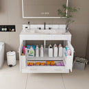 43" Bathroom Vanity With Artificial Marble Carrara Top Set, Multi Functional Bathroom Cabinet With Doors And Drawer - White by HouseOfZazla