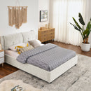 Queen Size Storage Upholstered Hydraulic Platform Bed with Integrated Headboard, Chenille Fabric, Beige