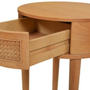 Cabana - Round Cane Storage Side Table - Natural Brown Oak by HouseOfZazla