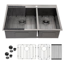 Double Bowl Drop-In Sink With 2 - 9" Deep Basins - Gunmetal Black by HouseOfZazla