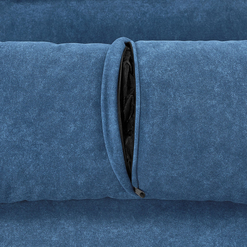 55.1" Pull Out Sleep Sofa Bed Loveseats Sofa Couch with Adjustable Backrest, Storage Pockets, 2 Soft Pillows, USB Ports for Living Room, Bedroom, Apartment, Office, Blue