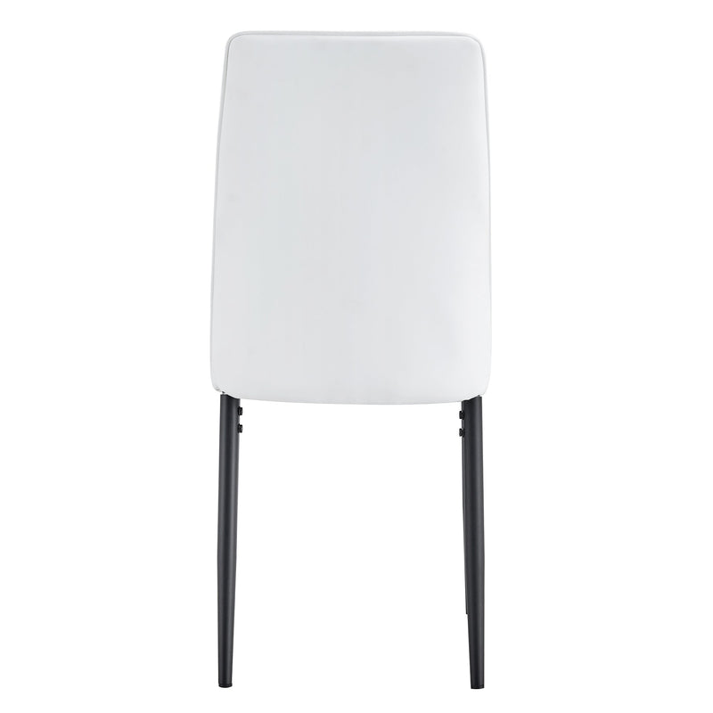 7-Piece Faux Marble Dining Table Set, Glass Rectangular Kitchen Table for 6-8, Modern White Faux Marble Dining Room Table with MDF Base, Dining Table & 6 Chairs