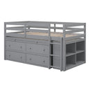 Loft Bed With Retractable Writing Desk And 4 Drawers, With Lateral Portable Desk And Shelves by HouseOfZazla