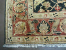 8' X 9' Handmade Pakistan Wool Cotton Rug Peshawar Black Floral Nice