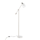 Marcel Contemporary/Glam Floor Lamp in White Marble and Nickel Metal