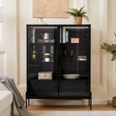 Modern Minimalist Style LED Curio Cabinet With Tempered Glass Door, Metal Legs by Unique Piece Furniture