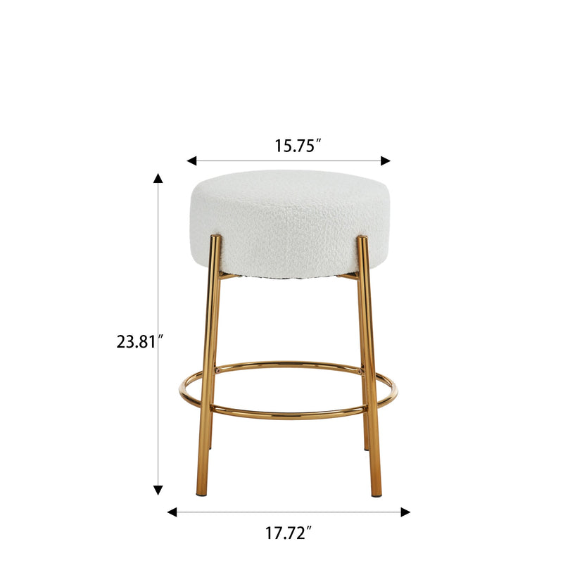 24" Tall, Round Bar Stools, Set of 2 - Contemporary upholstered dining stools for kitchens, coffee shops and bar stores - Includes sturdy hardware support legs