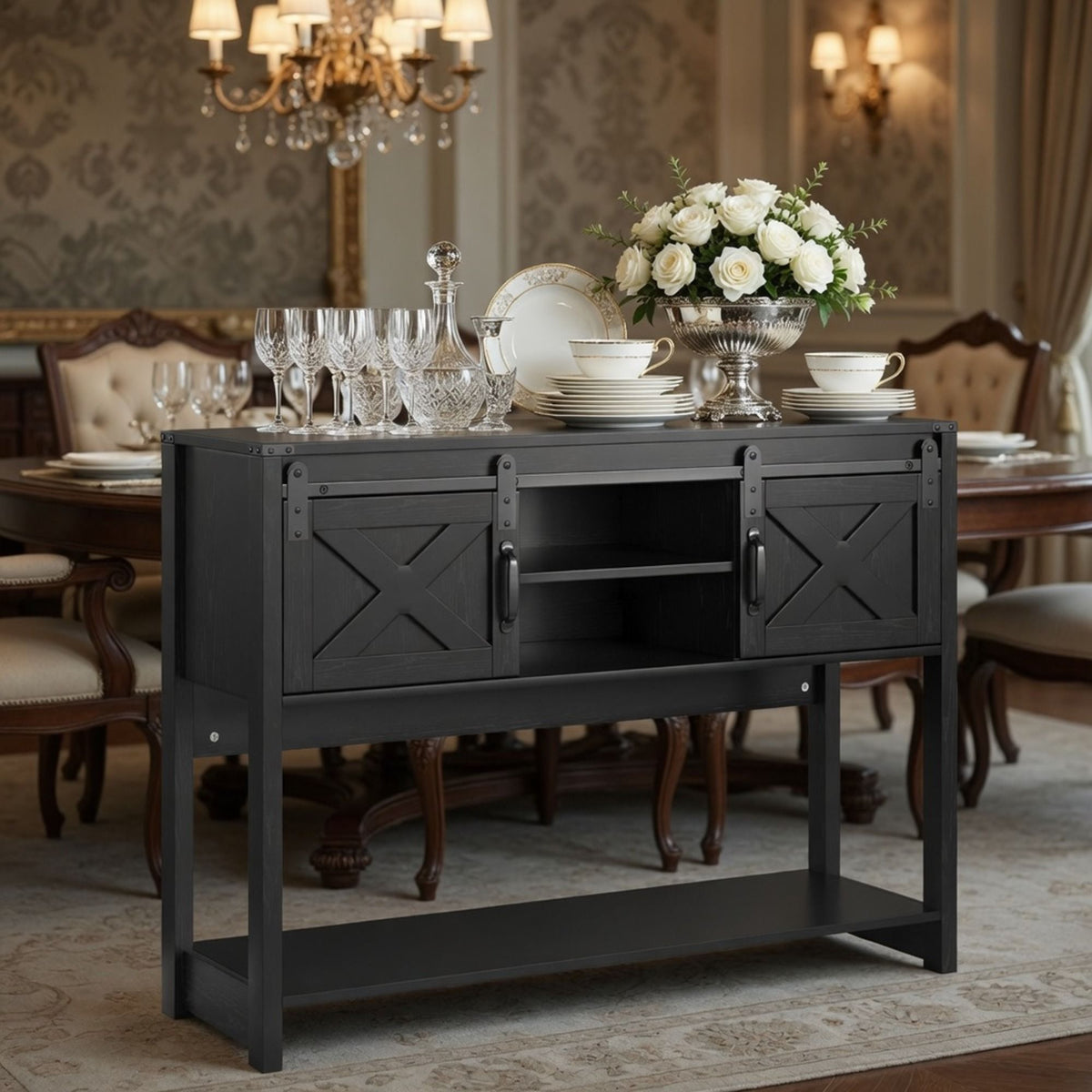 Farmhouse Entryway Table With Sliding Barn Door, photo 39 of 40