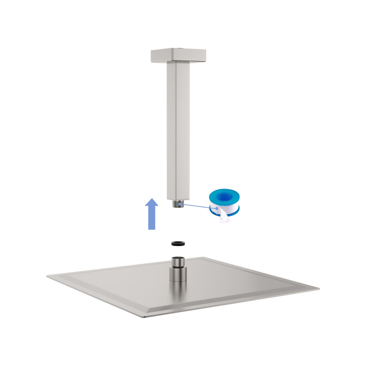 Premium 8" Ceiling Mounted Shower Arm With Flange, photo 9 of 18