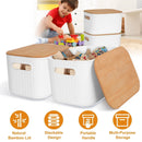 Stackable Storage Bins with Bamboo Lids - 2 Pack by LJGDeals