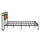 Metal Platform Bed Frame With Wooden Headboard And Footboard With USB Liner, No Box Spring Needed, Under Bed Storage by HouseOfZazla