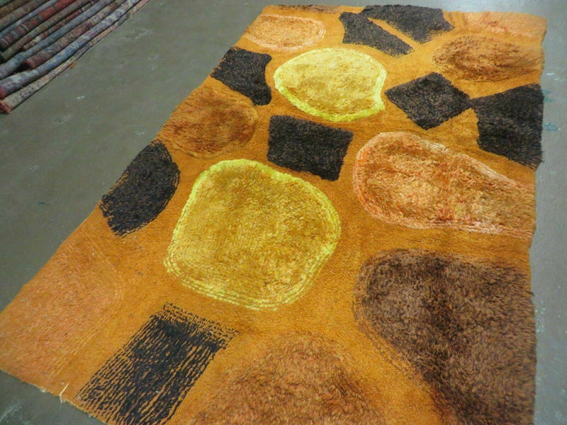 4' X 6' Modern Handmade Hooked Rug Wool Abstract Nice
