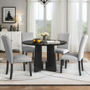 5 Piece Round Dining Table Set, Modern Table And 4 Upholstered Chairs For Dining Room by HouseOfZazla
