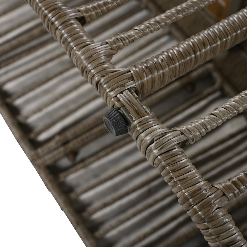 4-Piece Rattan Outdoor Patio Conversation Set with Seating Set for 5 and Coffee Table for Porch, Backyard and Garden (Brown Grey)