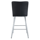 Modern Bar Chair Set Streamlined Backrest Metal Legs 2 Pieces - Black / Silver by HouseOfZazla