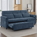 2-in-1 Sofa 82' Three-seater Sofa with Sofa Bed and Reversible Recliner, Blue Chenille