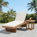 Acacia Wood Lounger with PE Rattan & Cross-Stretcher Side Table Set