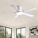 Flush Mount Ceiling Fans With LED Light And Remote Control, 5 Blades by HouseOfZazla