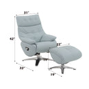 Janella - Top Grain Leather Accent Chair With Swivel & Ottoman - Baby Blue by HouseOfZazla