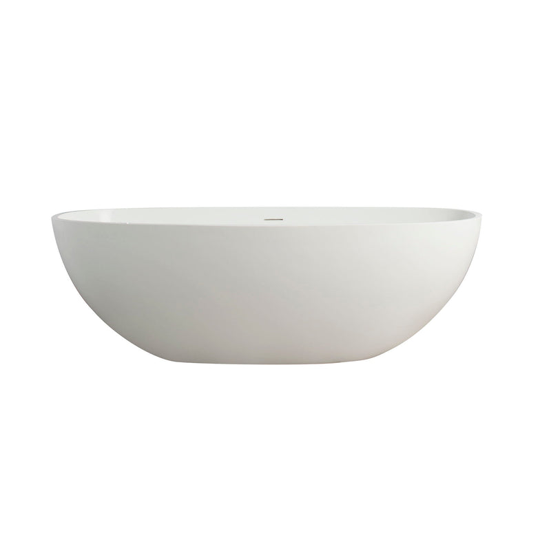 65.2" Freestanding Solid Surface Soaking Bathtub For Bathroom - Matte White, photo 5 of 11