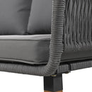 6-Piece Rope Patio Furniture Set, Outdoor Furniture with Acacia Wood Cool Bar Table with Ice Bucket, Deep Seat Patio Conversation Set with Two Stools for Backyard Porch Balcony (Grey)