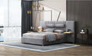 Upholstered Platform Bed, 2 Outlets And USB Charging Ports On Both Sides, 2 Bedside Pillows, Storage Shelves by HouseOfZazla