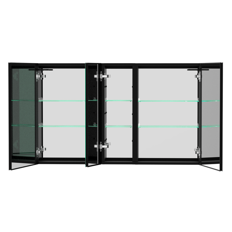50x30 Inch LED Bathroom Medicine Cabinet Surface Mount Double Door Lighted Medicine Cabinet, Medicine Cabinets for Bathroom with Mirror Defogging, Dimmer Black