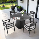 Outdoor Patio Dining Set, Squircle Dining Table, Dining Chairs With Sunbrella Cushions by Unique Piece Furniture